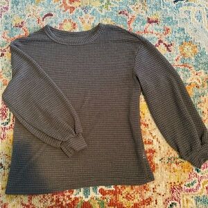 Gray Waffle Knit Long Sleeve Top